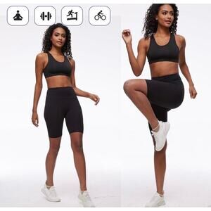 XLBlack High Waisted Athletic Compression Biker Shorts with Pockets Size…